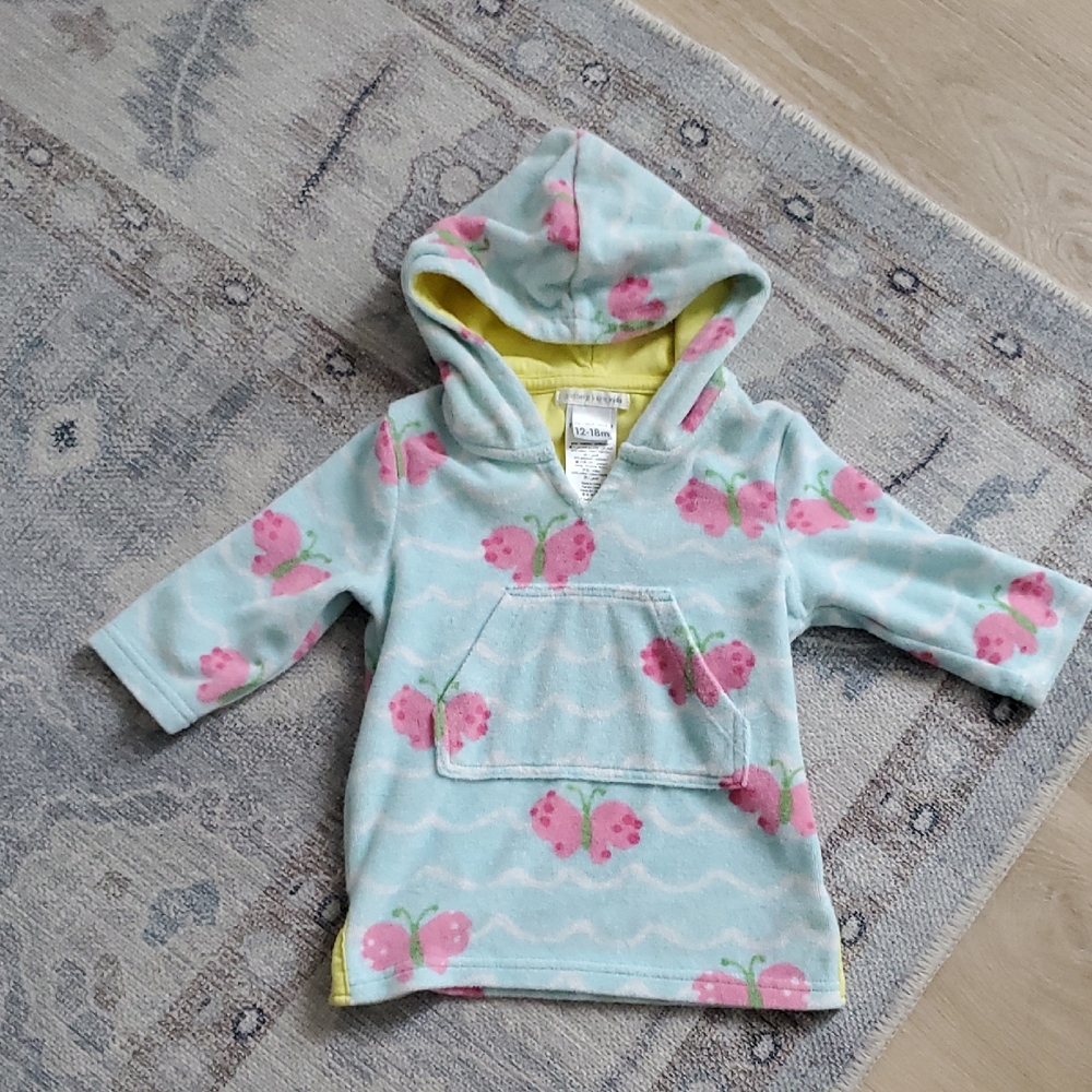 Pottery Barn Kids Baby Girl Terry Hooded Swim Cover-up Sz12-18m